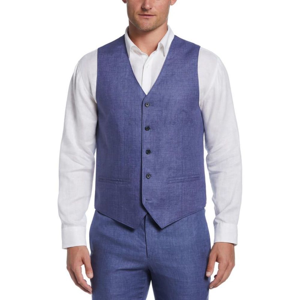 Cubavera Mens Delave Navy Slub Sleeveless Formal Suit Vest Plus NWT